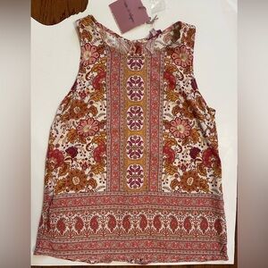 Rose & Rhyme Floral Boho Hippie Rayon Lightweight Tank Top Blouse size XS NEW